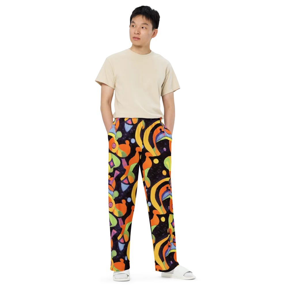 Neon Symphony on Wide-Leg Pants — Front