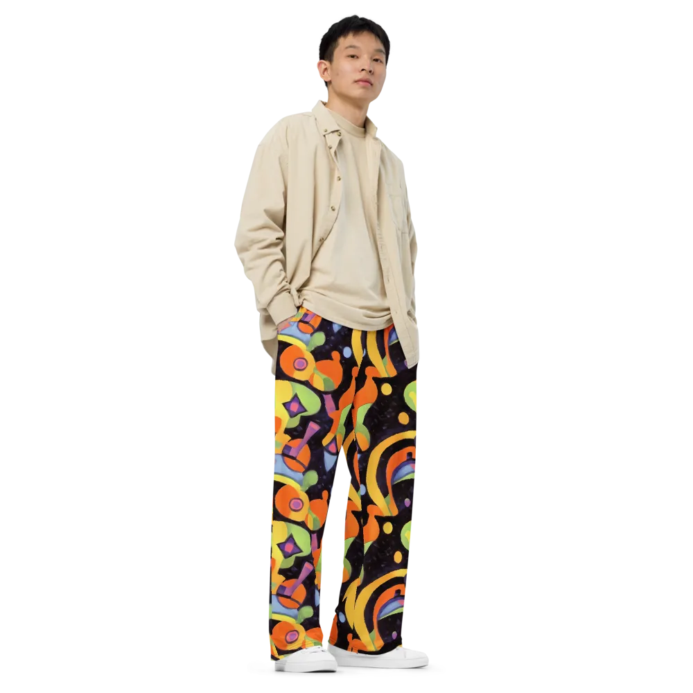 Neon Symphony on Wide-Leg Pants — Right Front