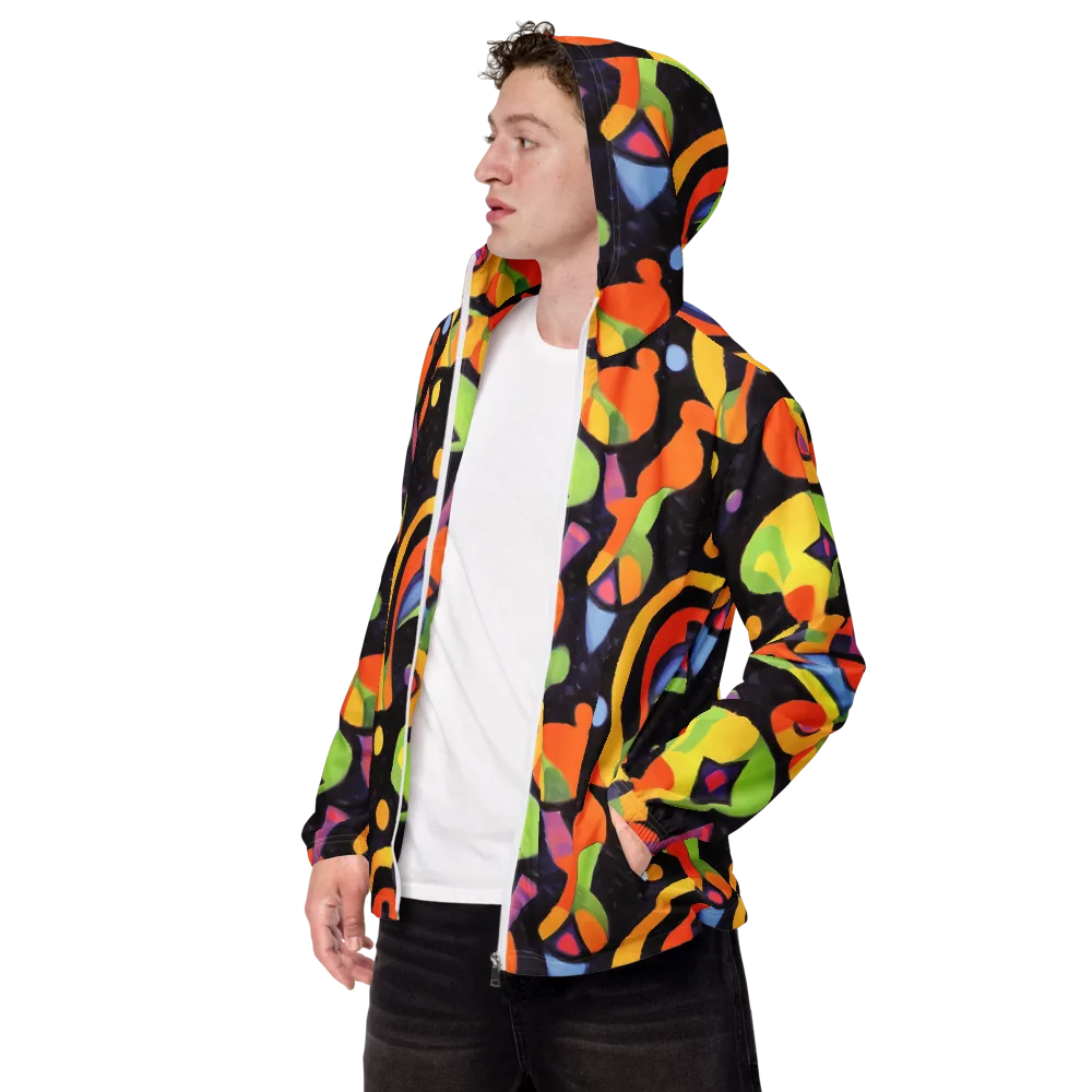 Neon Symphony on Men's Windbreaker — Left Front