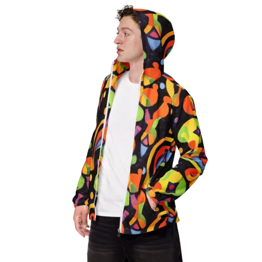 Neon Symphony on a Men's Windbreaker
