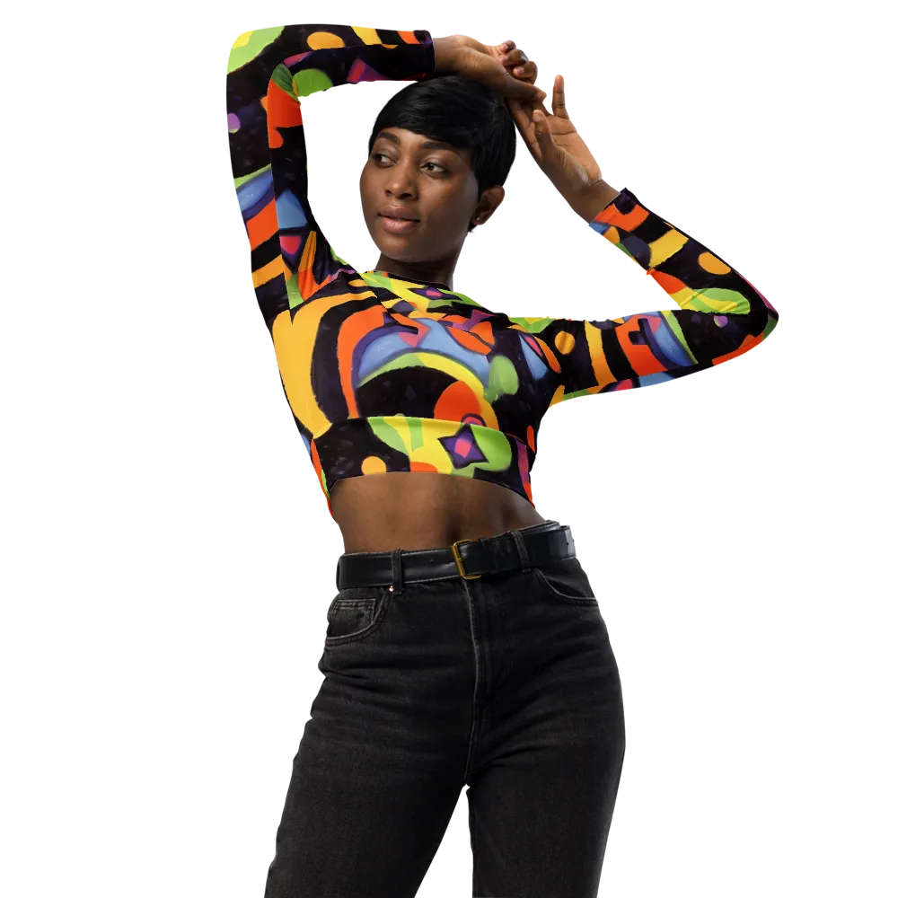 Neon Symphony on Long Sleeve Crop Top — Front