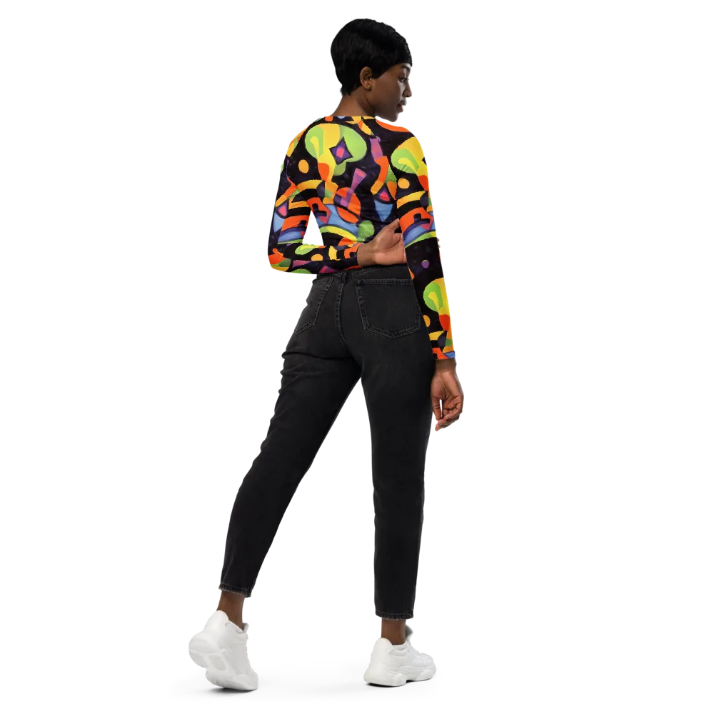 Neon Symphony on Long Sleeve Crop Top — Right Back