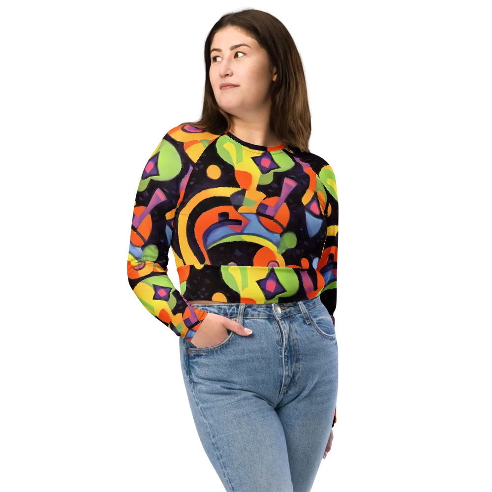 Neon Symphony on Long Sleeve Crop Top — Front