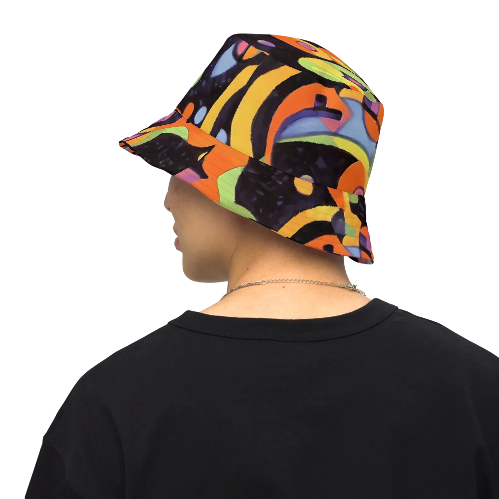 Neon Symphony on Reversible Bucket Hat — Back Inside