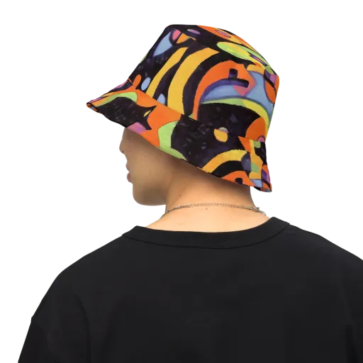 Neon Symphony on a Reversible Bucket Hat