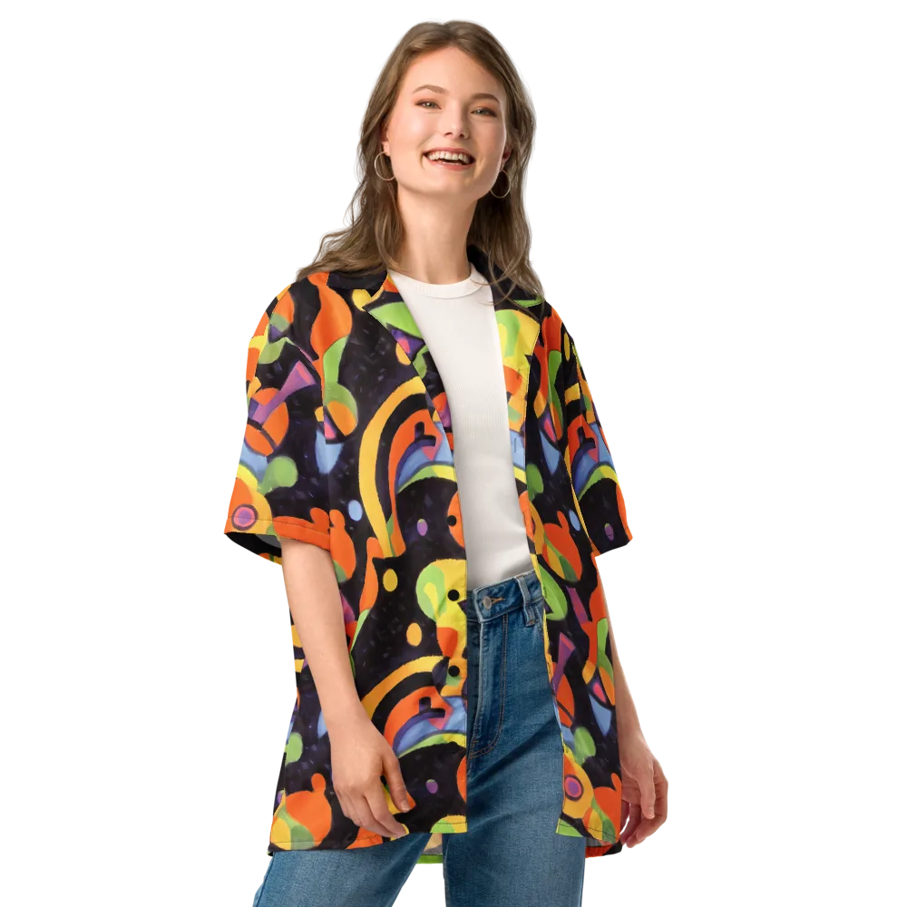 Neon Symphony on Button Shirt — Front