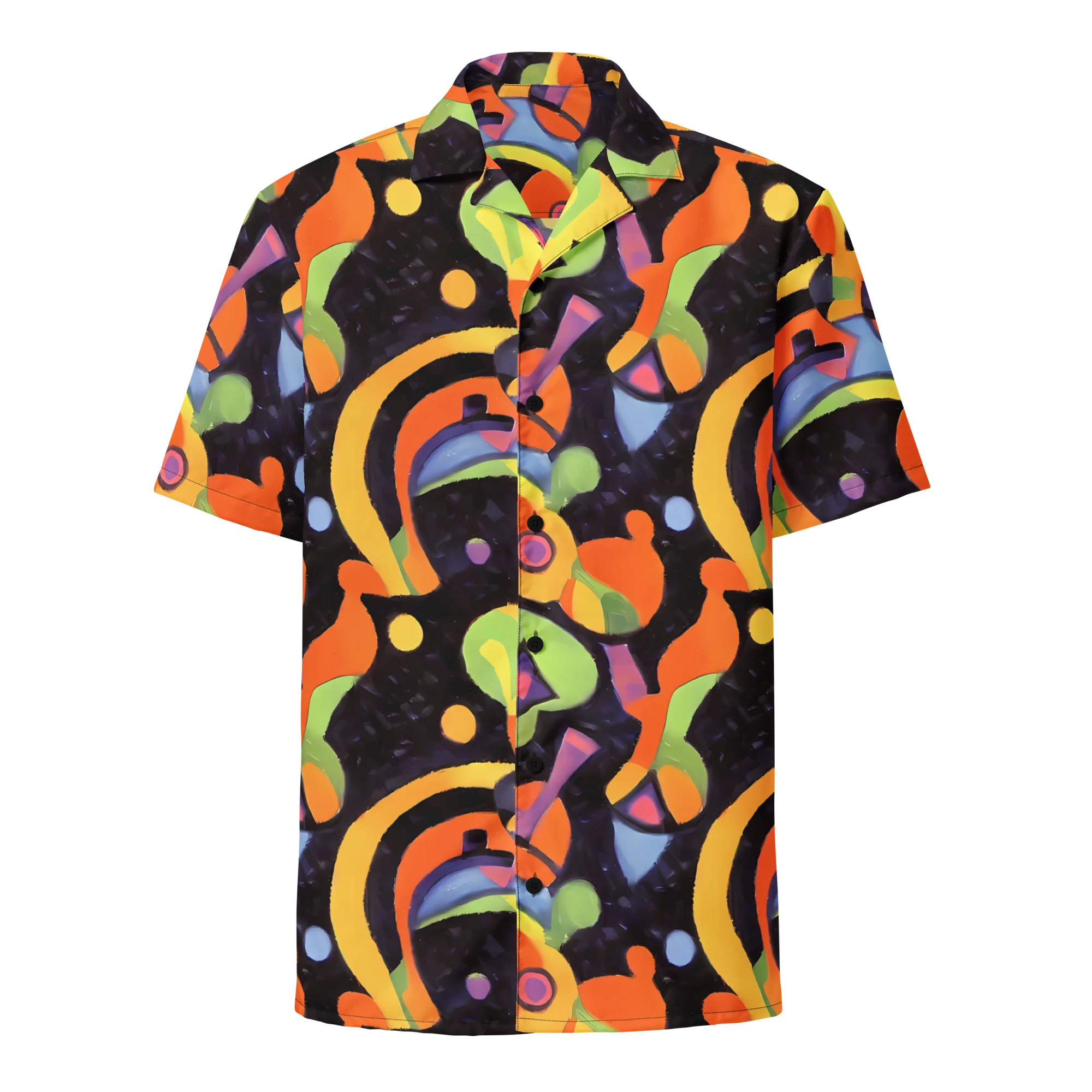 Neon Symphony on Button Shirt — Front