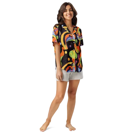 Neon Symphony on a Women's Short Sleeve Pajama Top