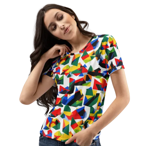Chromatic Facets on a Women's Crew Neck T-Shirt