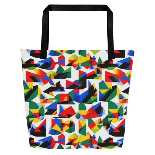Chromatic Facets on a Large Tote Bag W/ Pocket