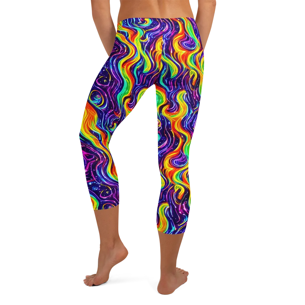 Galactic Flames on Capri Leggings — Back
