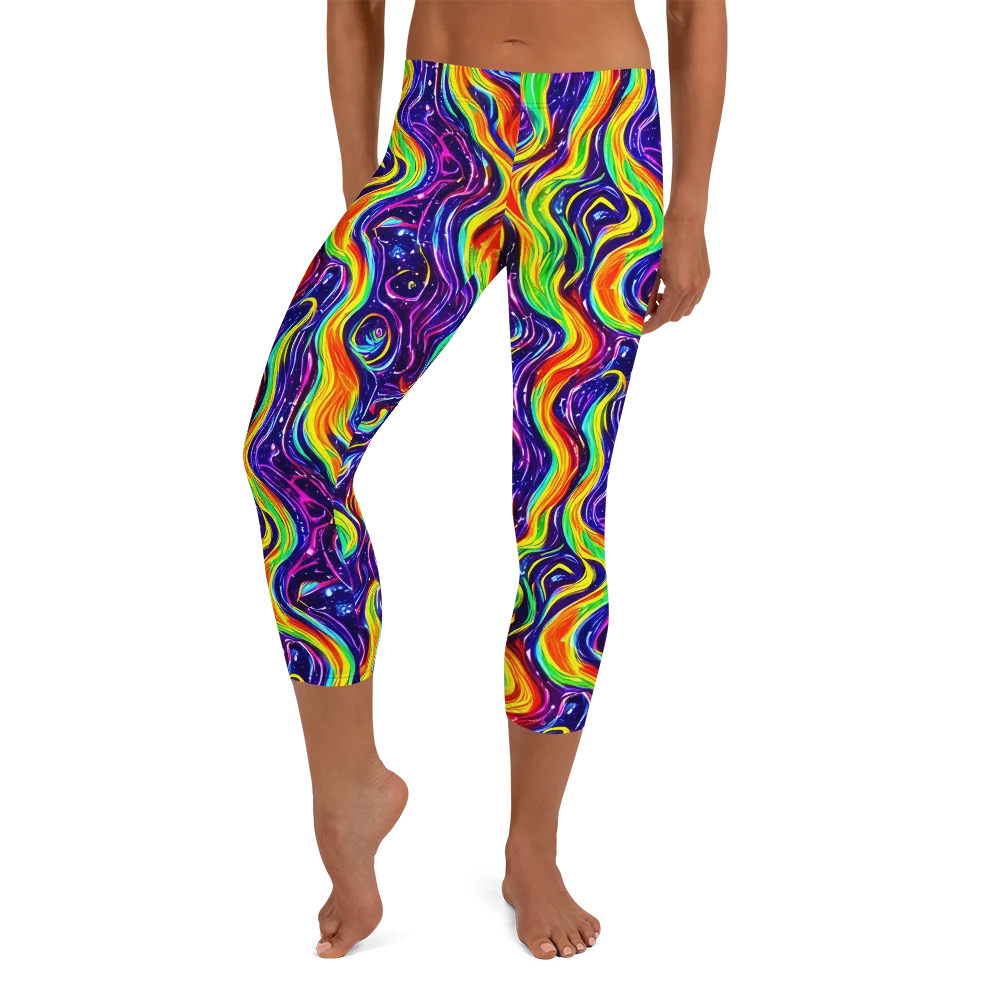 Galactic Flames on Capri Leggings — Front