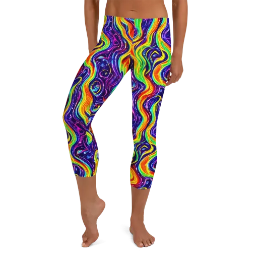 Galactic Flames on a Capri Leggings