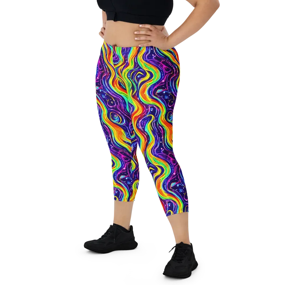 Galactic Flames on Capri Leggings — Front