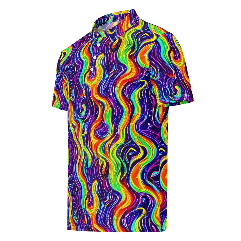Galactic Flames on Men's Slim Fit Polo Shirt — Left Front