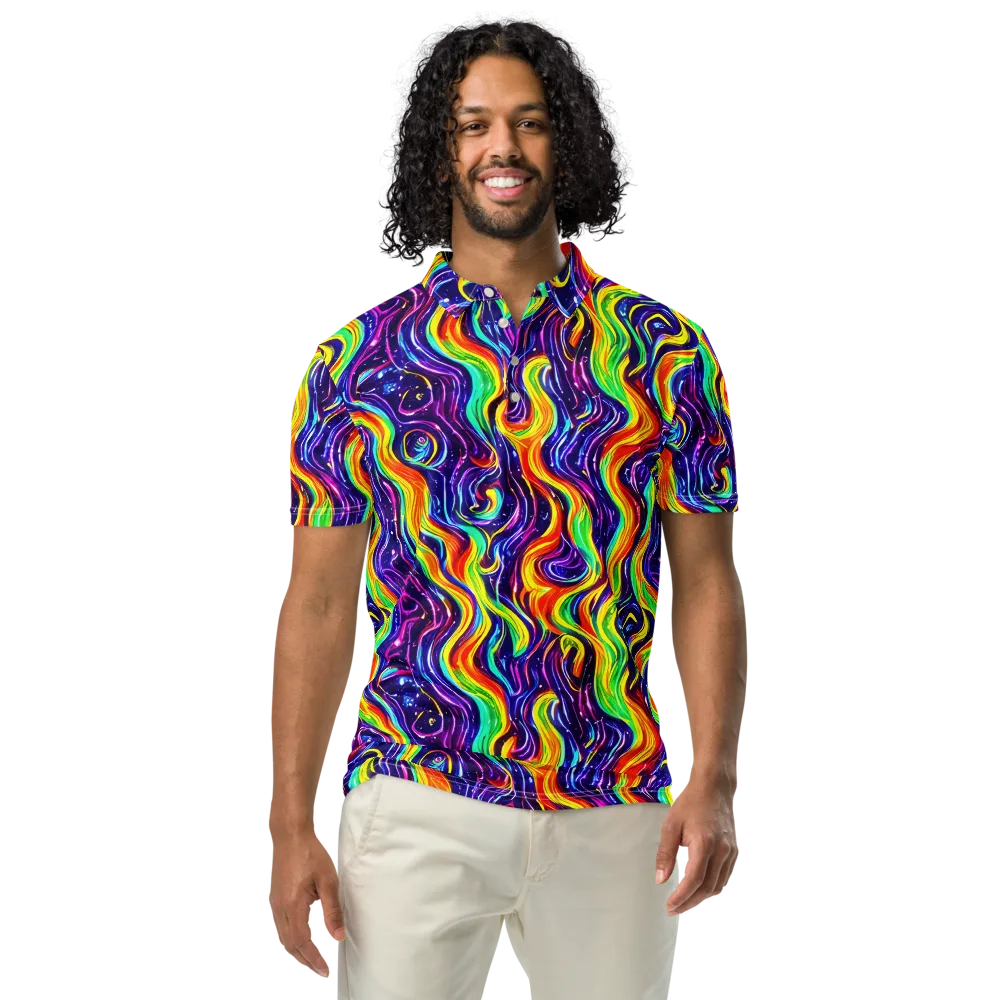 Galactic Flames on Men's Slim Fit Polo Shirt — Front