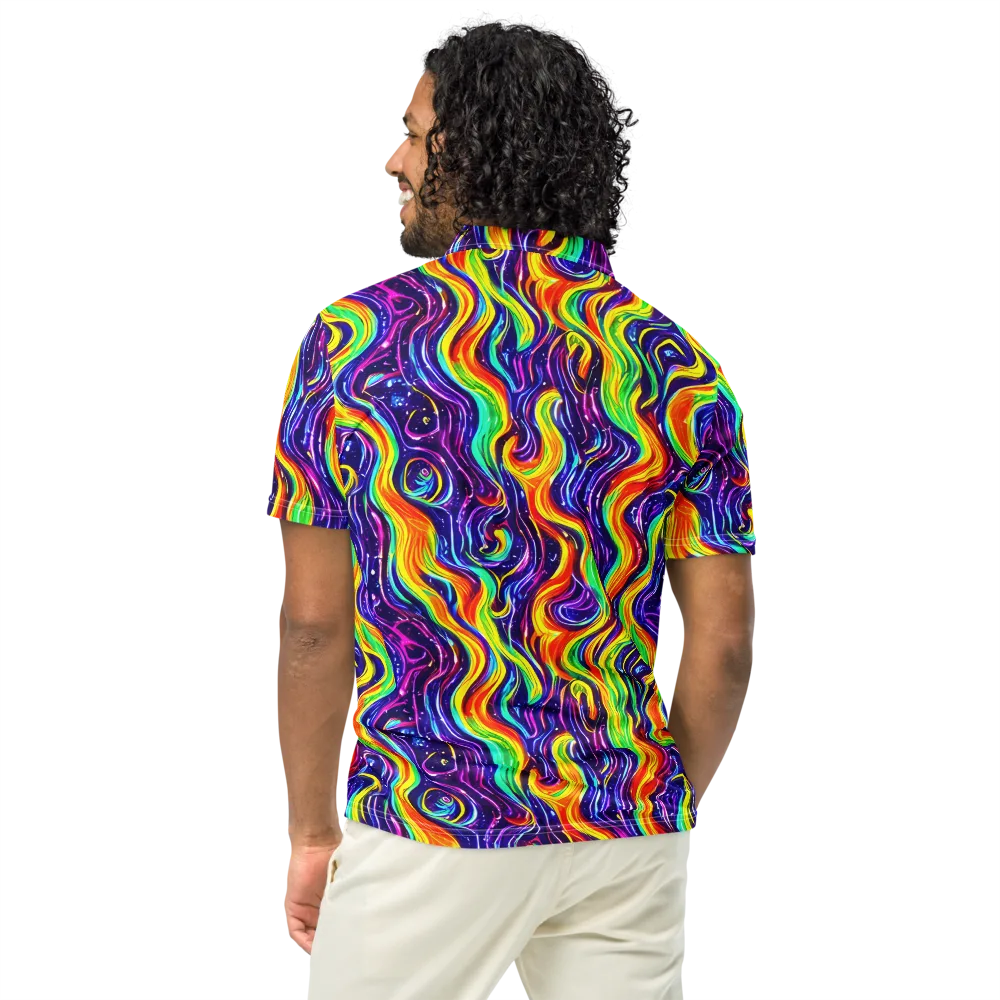 Galactic Flames on Men's Slim Fit Polo Shirt — Back