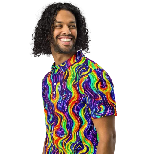 Galactic Flames on a Men's Slim Fit Polo Shirt