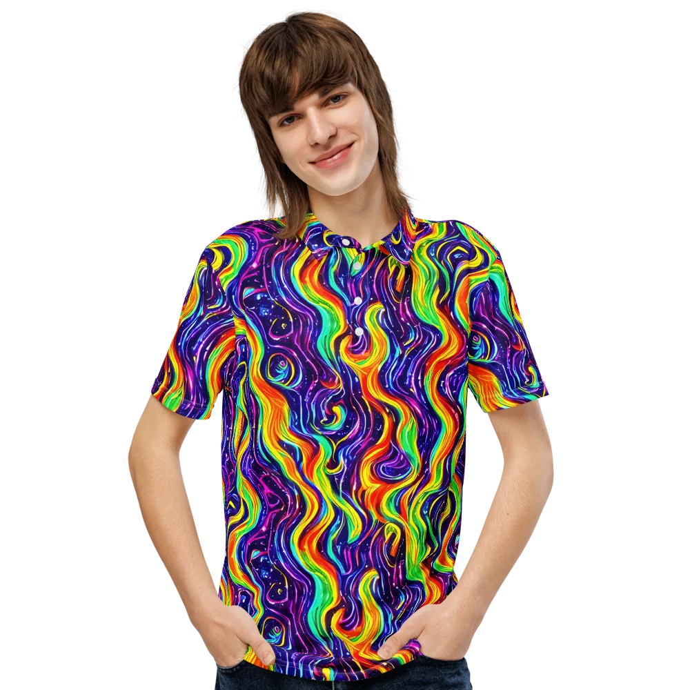 Galactic Flames on Men's Slim Fit Polo Shirt — Front
