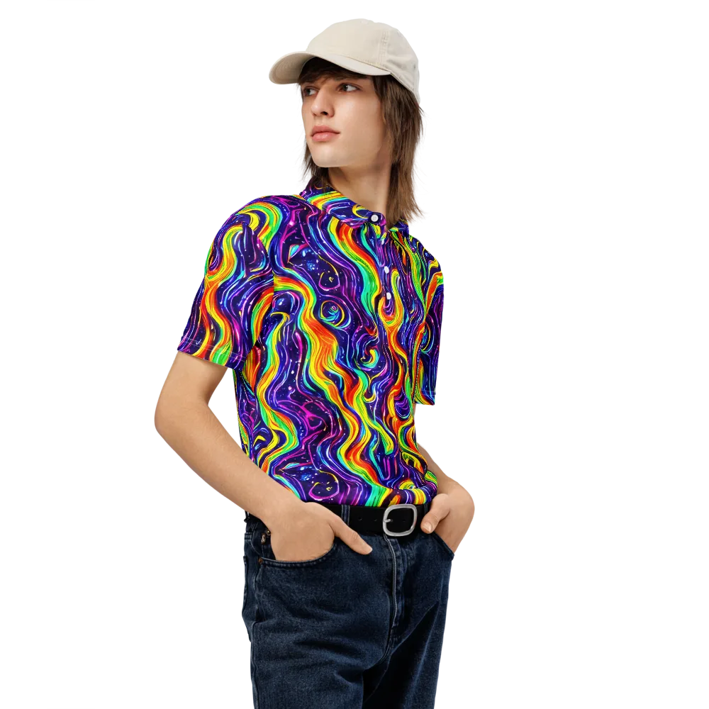 Galactic Flames on Men's Slim Fit Polo Shirt — Right Front