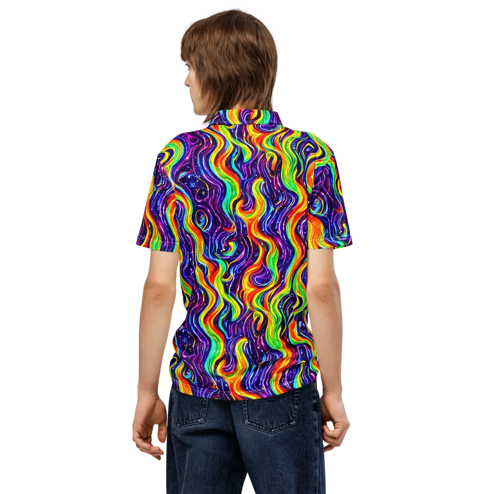 Galactic Flames on Men's Slim Fit Polo Shirt — Back
