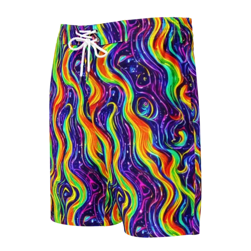 Galactic Flames on a Men's Board Shorts