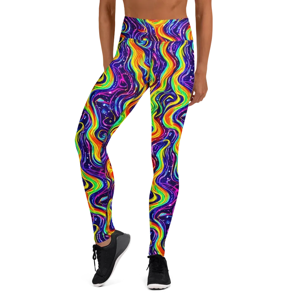 Galactic Flames on Yoga Leggings — Front