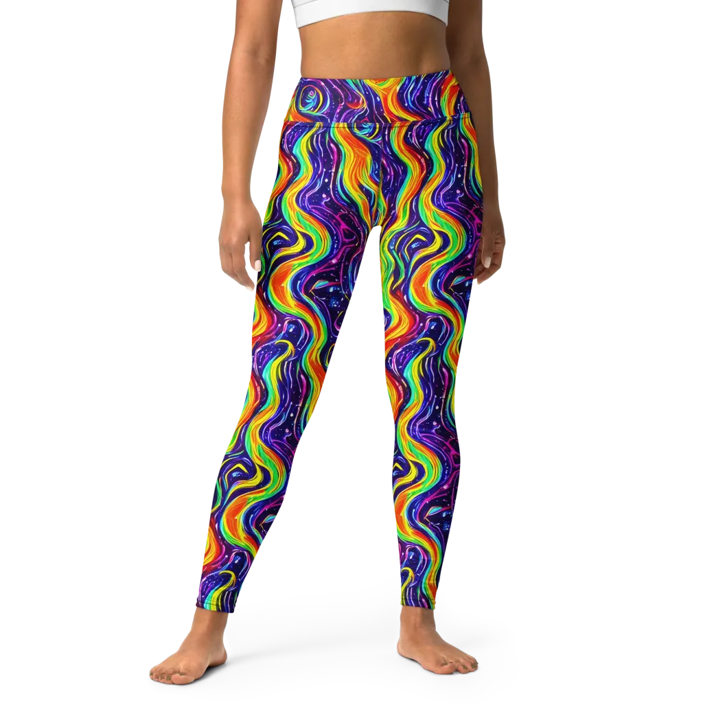 Galactic Flames on Yoga Leggings — Front