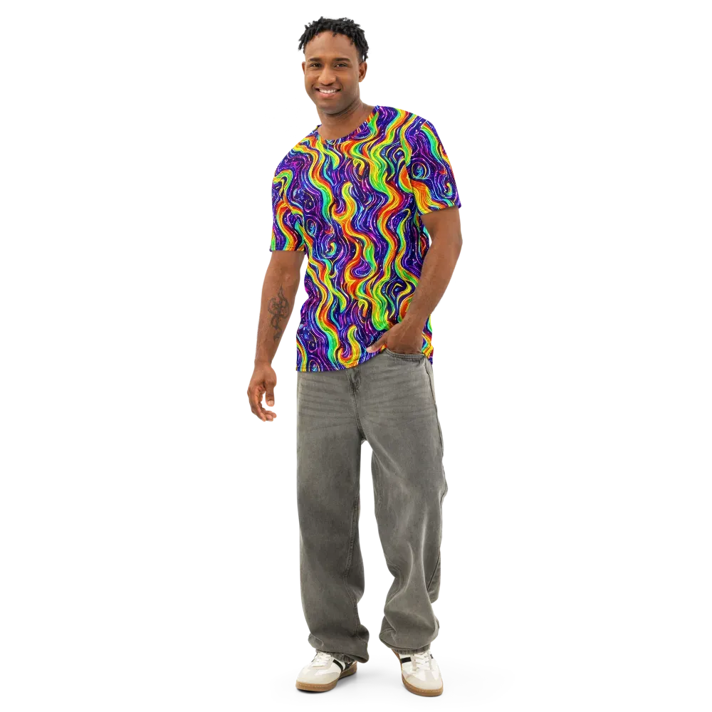 Galactic Flames on Men's Cotton Crew Neck T-Shirt — Front