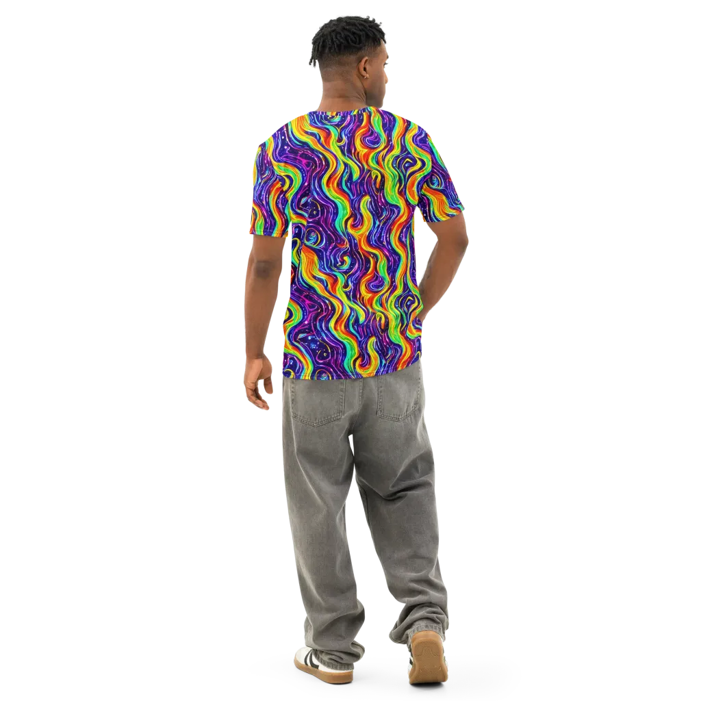 Galactic Flames on Men's Cotton Crew Neck T-Shirt — Back