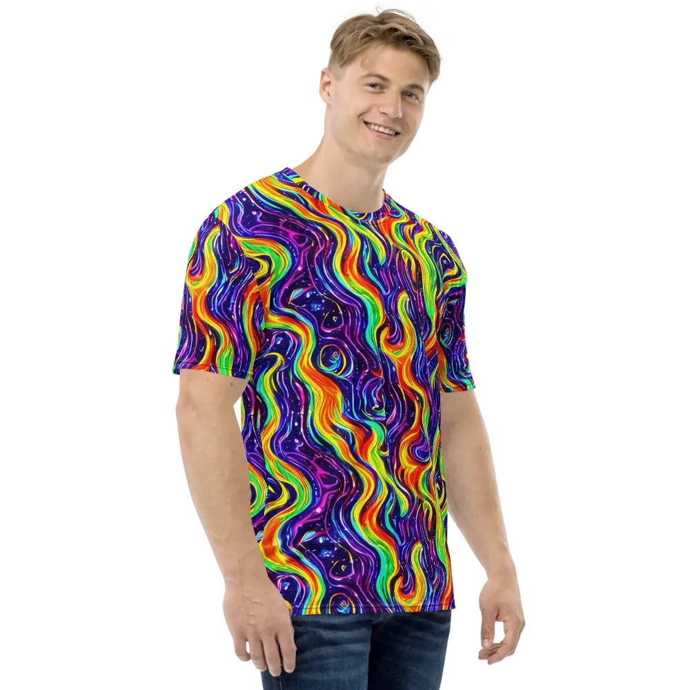Galactic Flames on Men's Crew Neck T-Shirt — Right