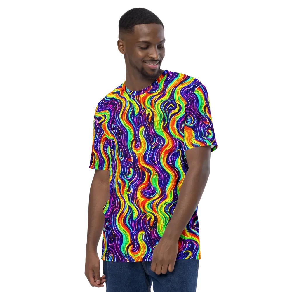 Galactic Flames on Men's Crew Neck T-Shirt — Left