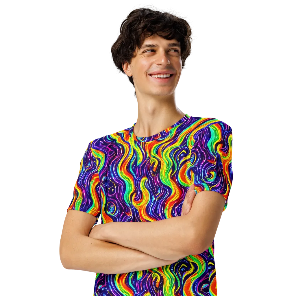 Galactic Flames on Men's Crew Neck T-Shirt — Left Front