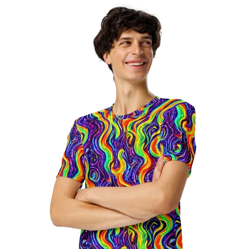 Galactic Flames on a Men's Crew Neck T-Shirt