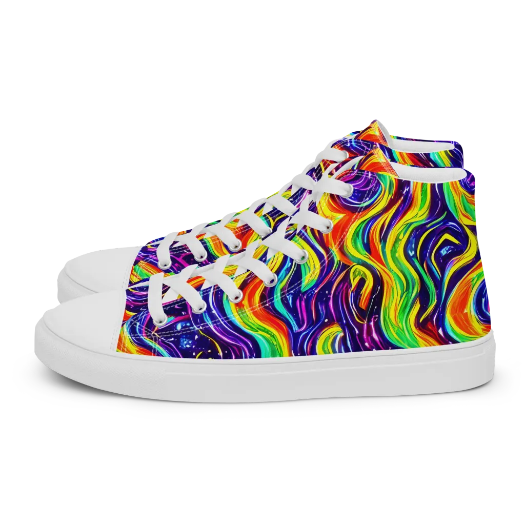 Galactic Flames on Men's High Top Canvas Shoes — Left