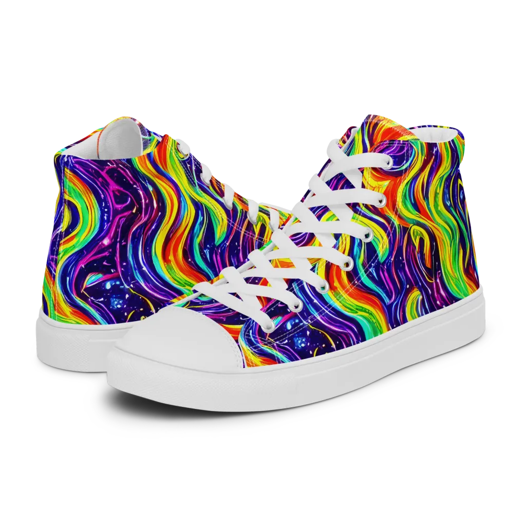 Galactic Flames on Men's High Top Canvas Shoes — Left