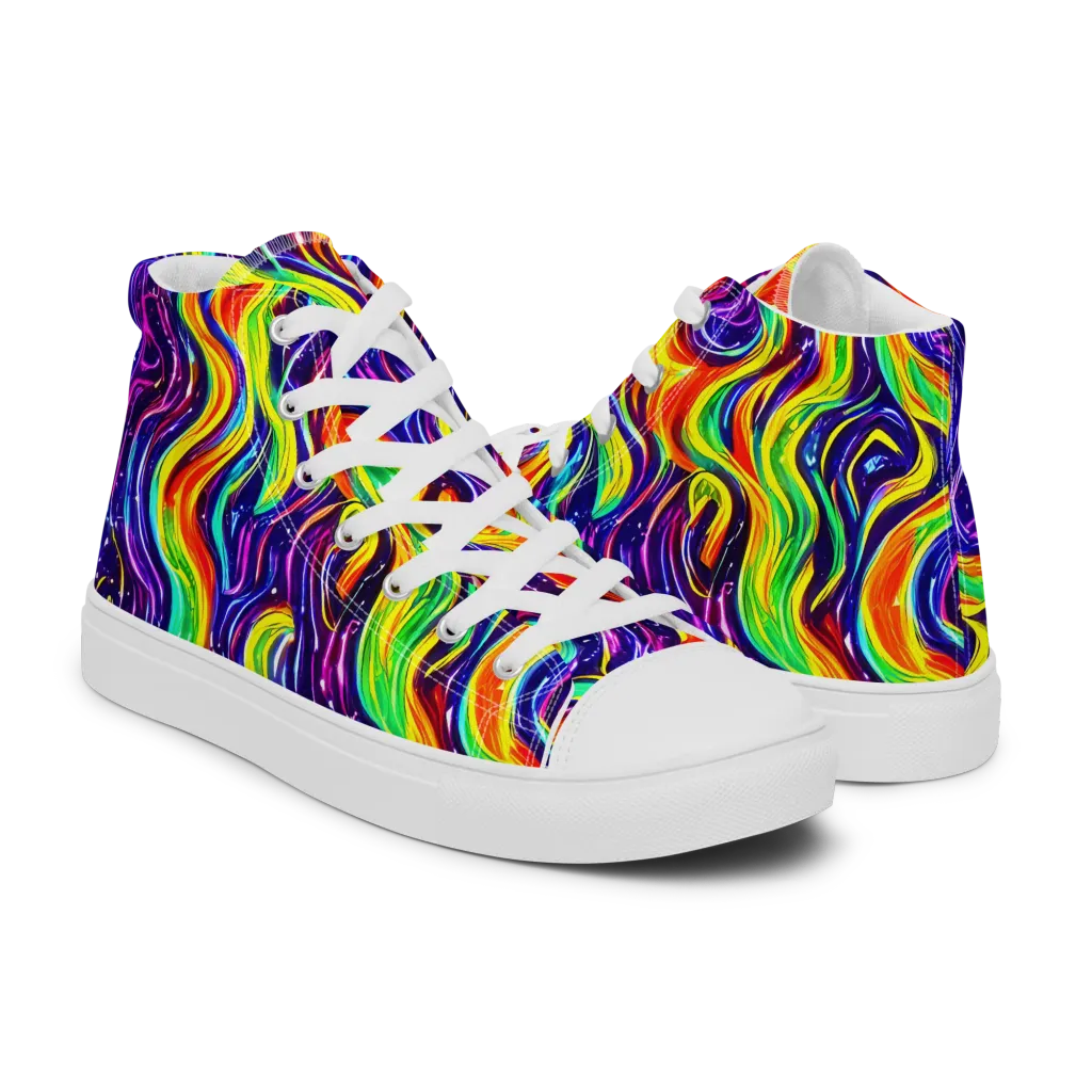Galactic Flames on Men's High Top Canvas Shoes — Right
