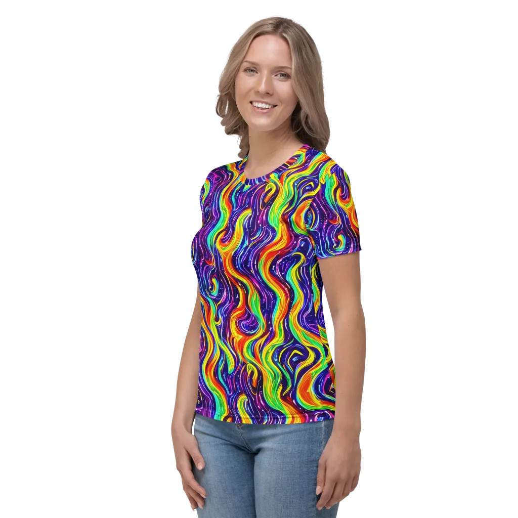 Galactic Flames on Women's Crew Neck T-Shirt — Left