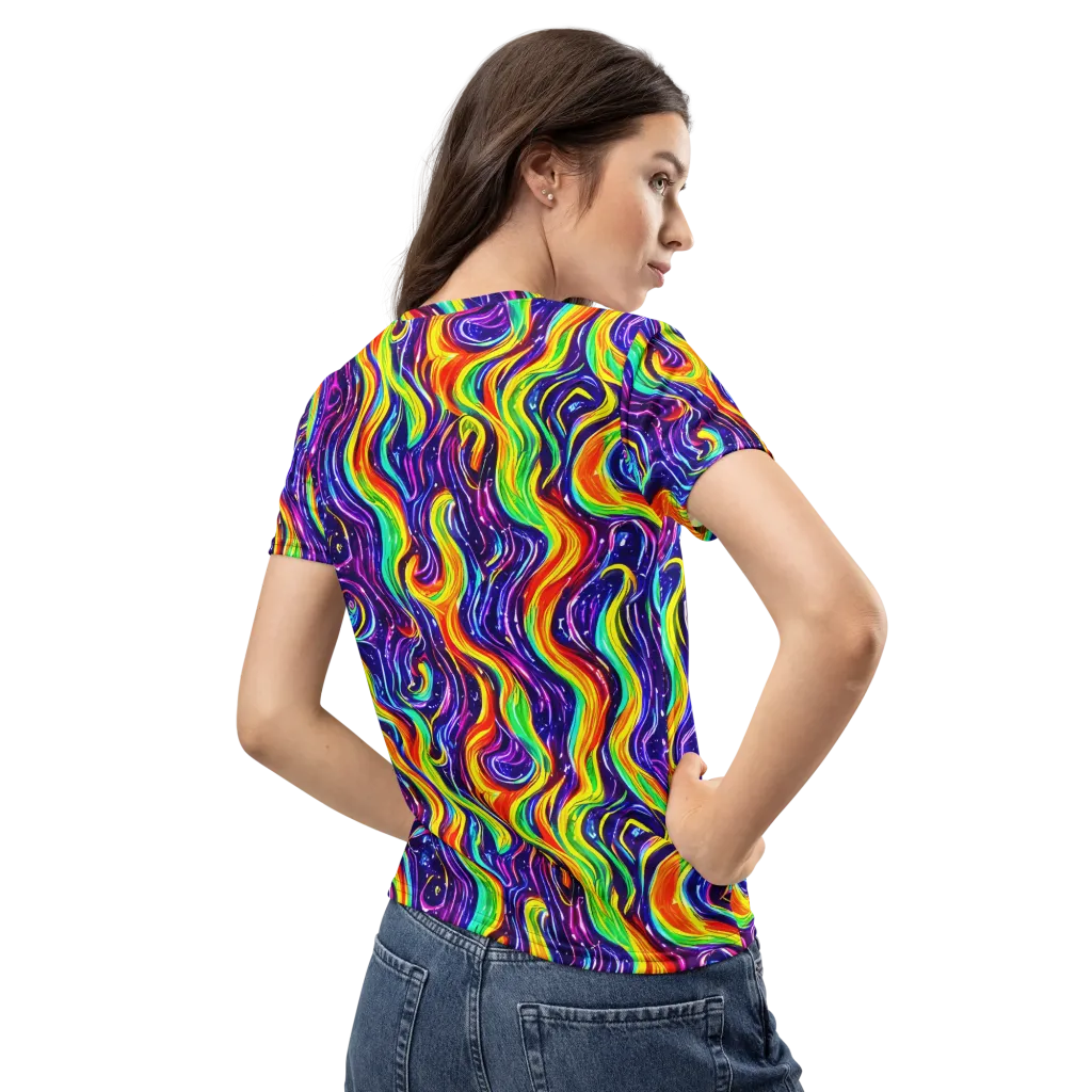 Galactic Flames on Women's Crew Neck T-Shirt — Back