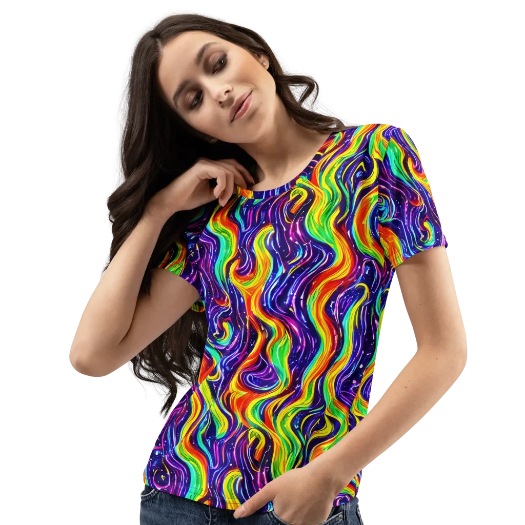 Galactic Flames on Women's Crew Neck T-Shirt — Left Front