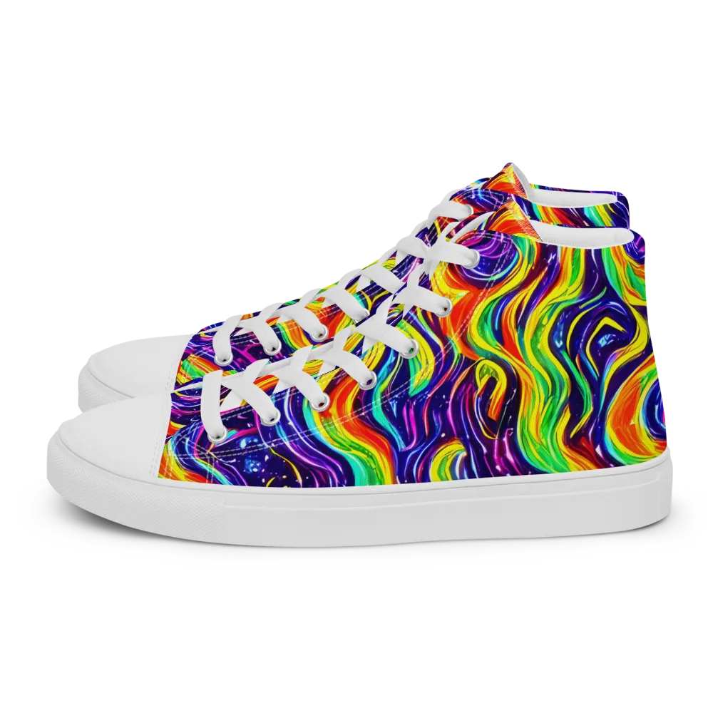 Galactic Flames on Women's High Top Canvas Shoes — Left