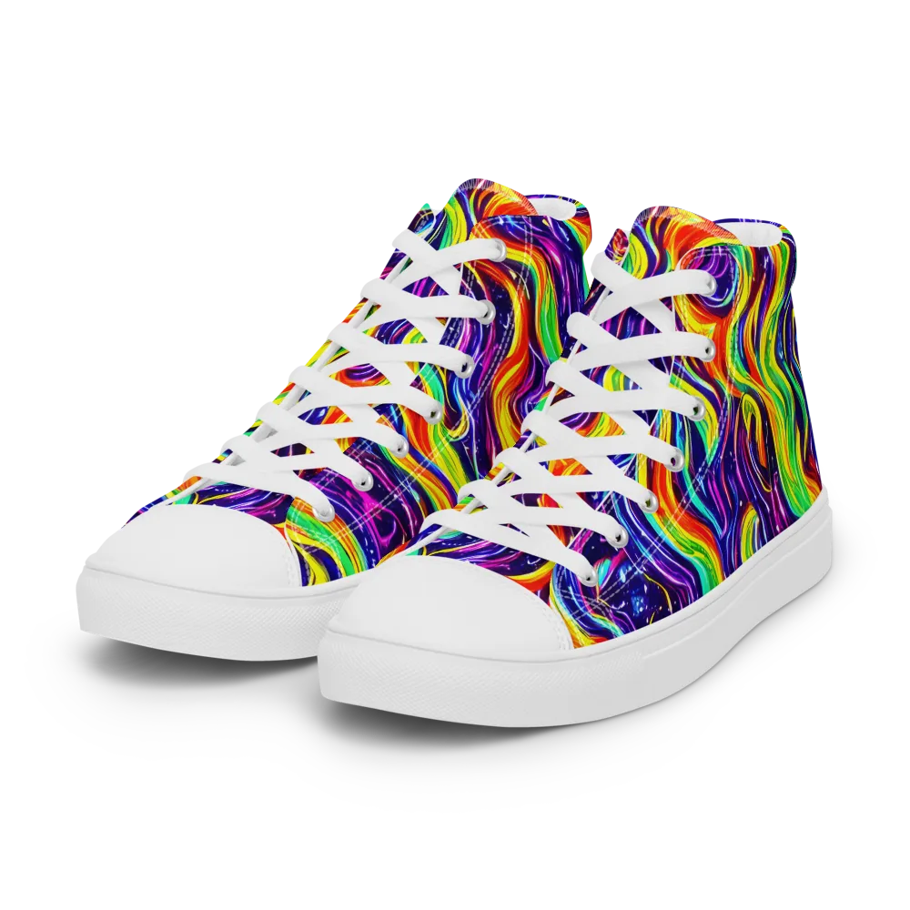 Galactic Flames on Women's High Top Canvas Shoes — Left Front