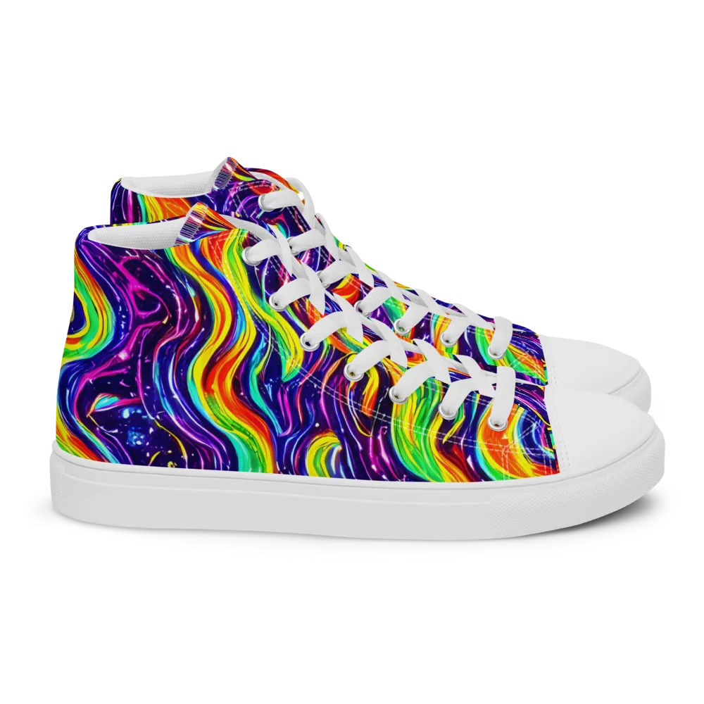 Galactic Flames on Women's High Top Canvas Shoes — Right