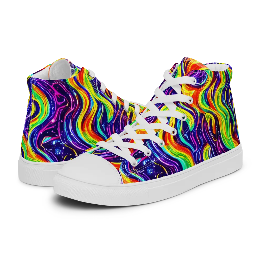 Galactic Flames on Women's High Top Canvas Shoes — Left