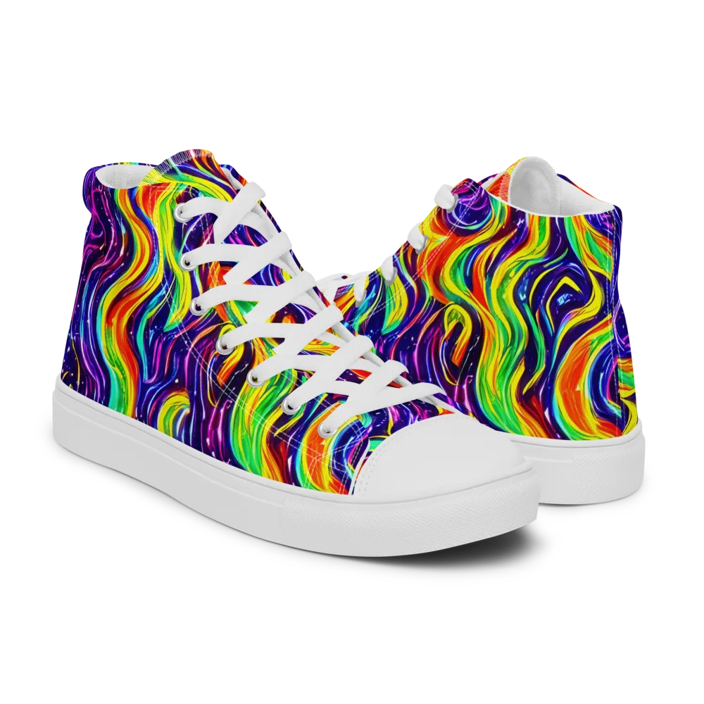 Galactic Flames on Women's High Top Canvas Shoes — Right