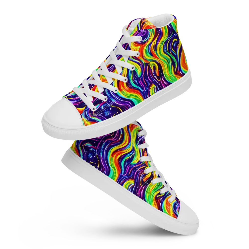 Galactic Flames on Women's High Top Canvas Shoes — Front