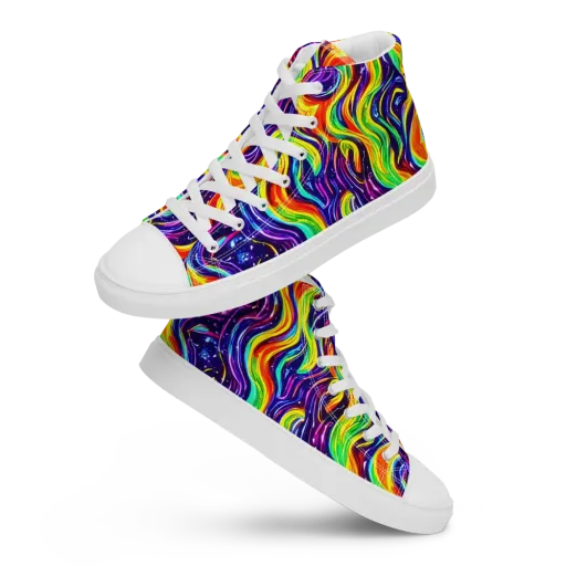 Galactic Flames on a Women's High Top Canvas Shoes