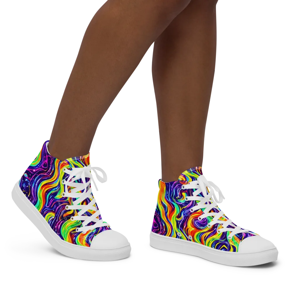 Galactic Flames on Women's High Top Canvas Shoes — Right
