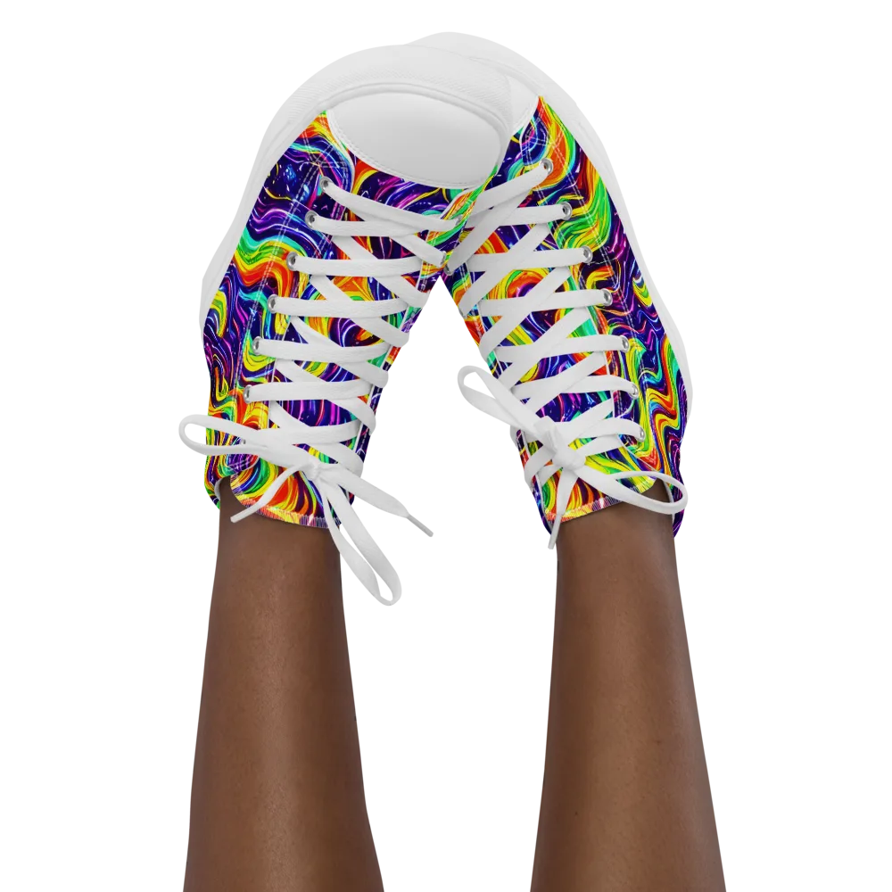 Galactic Flames on Women's High Top Canvas Shoes — Front