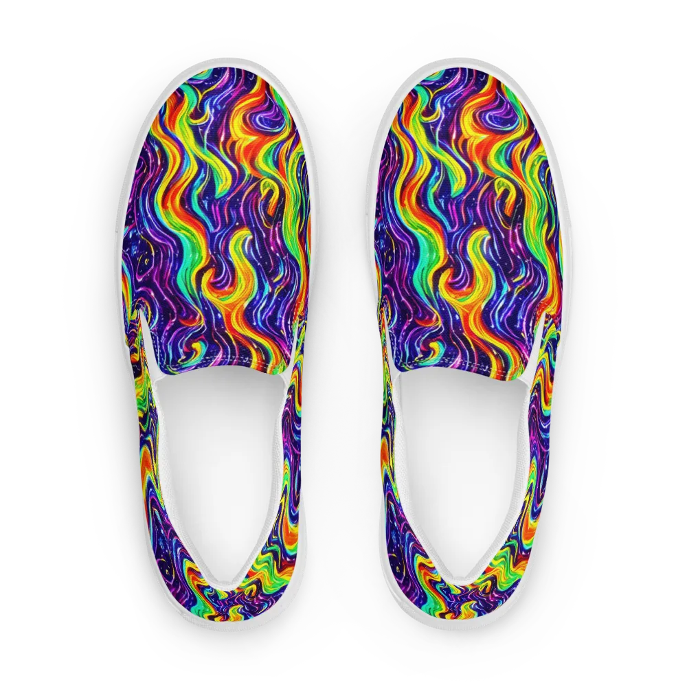 Galactic Flames on Men's Slip-On Canvas Shoes — Front